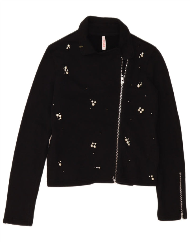 SUN68 Ženski džemper kardigan UK 10 Mali crni pamuk