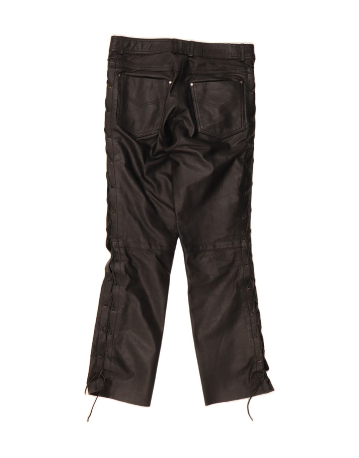 HIGHWAY 1 Womens Straight Trousers EU 40 Medium W30 L30 Black Leather Vintage Highway 1 and Second-Hand Highway 1 from Messina Hembry 