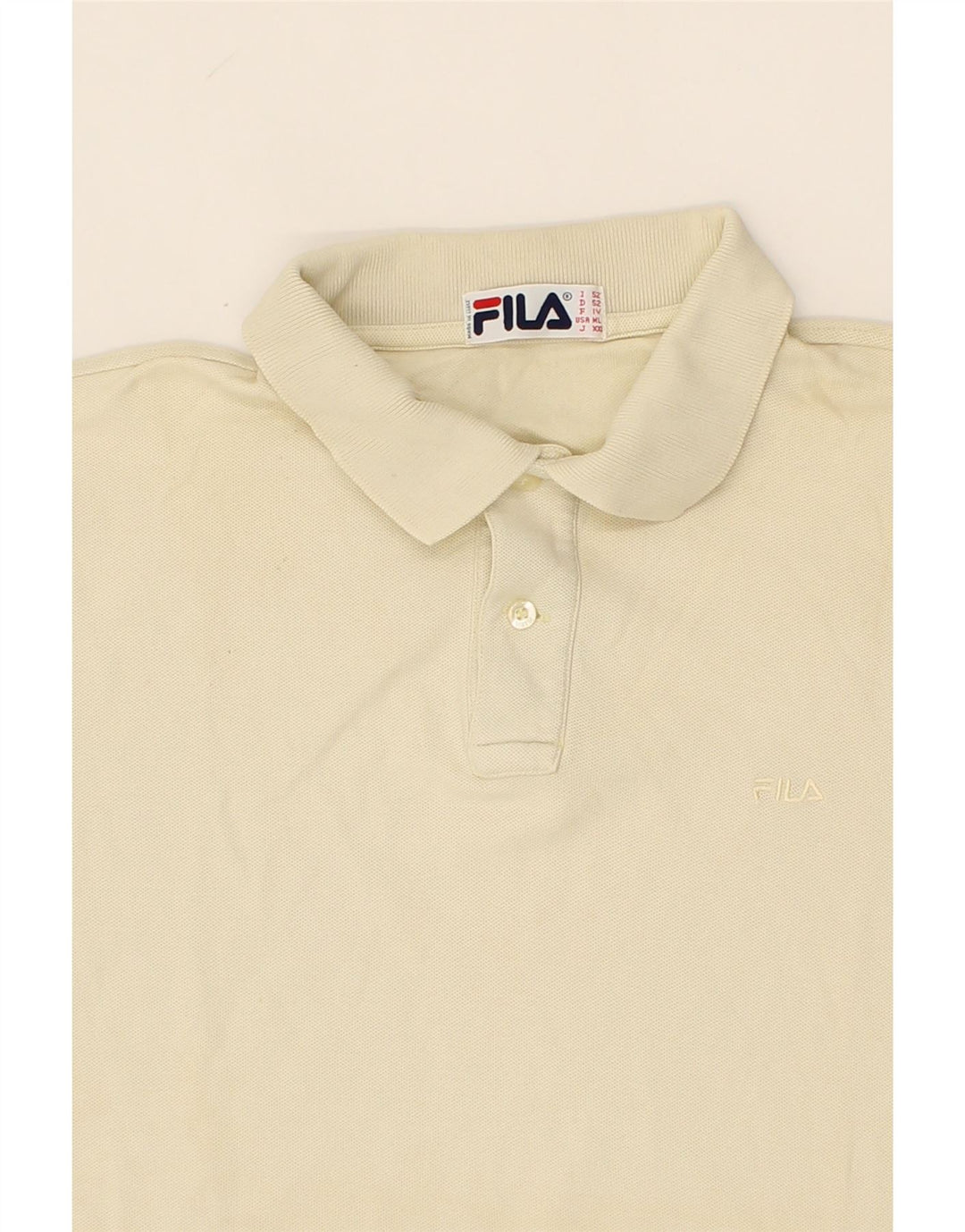 FILA Mens Polo Shirt Medium Beige Cotton Vintage Fila and Second-Hand Fila from Messina Hembry 