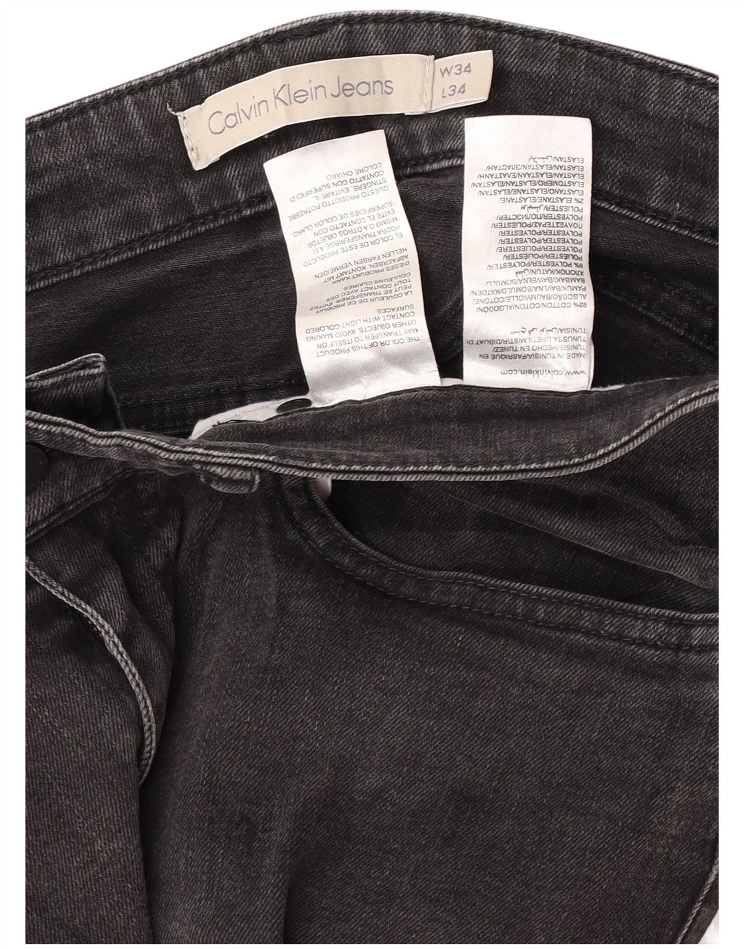 Calvin Klein Muške uske traperice W34 L28 Sivi pamuk