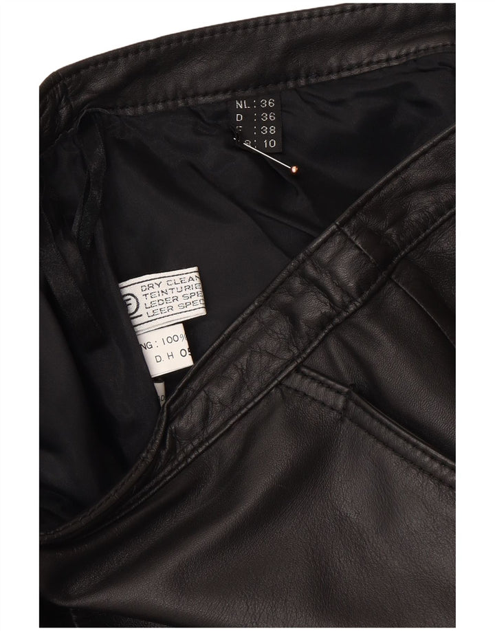 VINTAGE ženska kožna suknja UK 10 Mala W26 crna koža