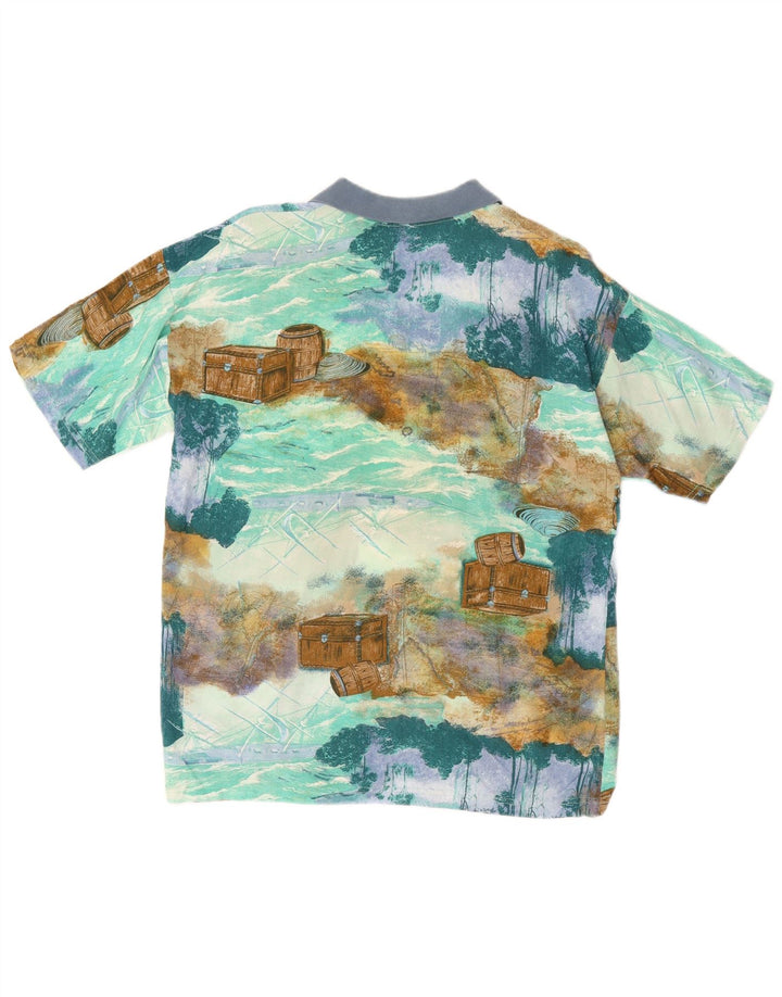 Vintage muška polo majica s apstraktnim uzorkom srednje plava