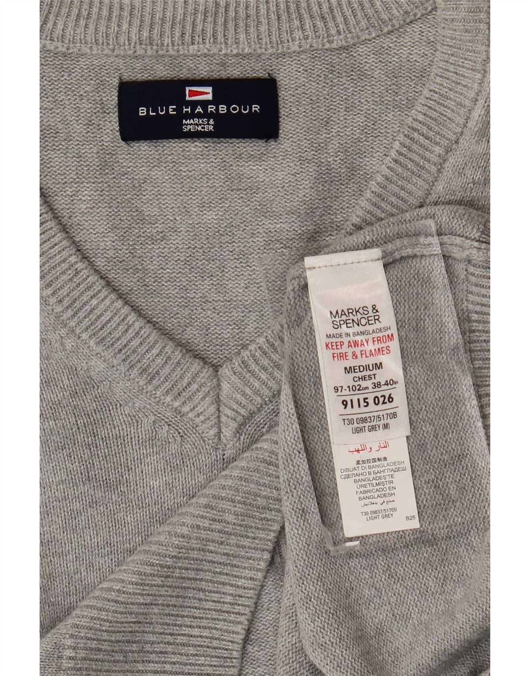 Marks & Spencer muški plavi lučki prsluk bez rukava Srednje sivi pamuk