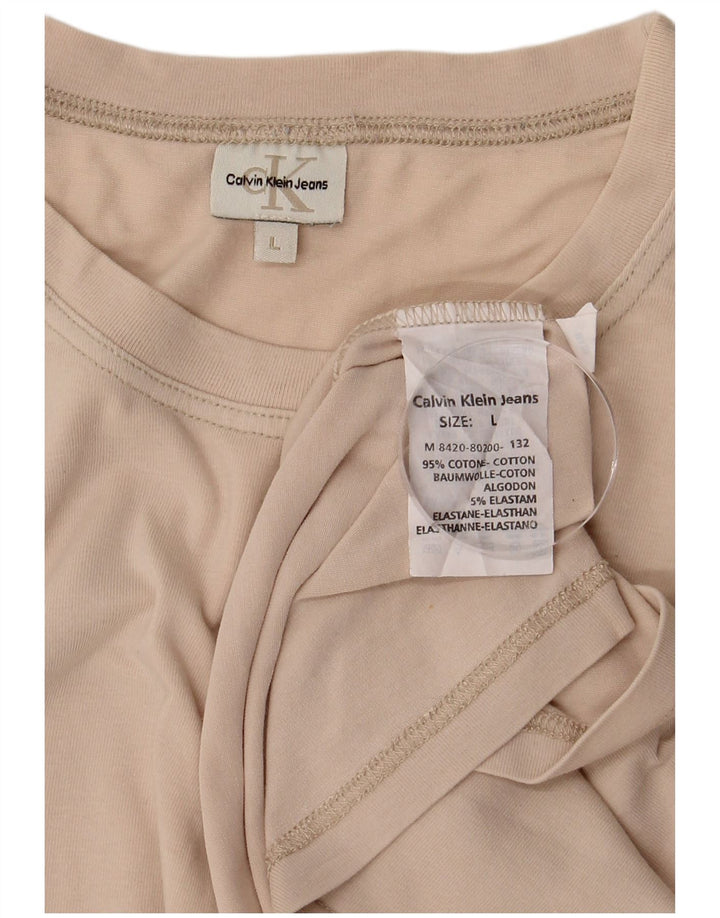 CALVIN KLEIN JEANS Velika muška majica kratkih rukava, bež pamuk