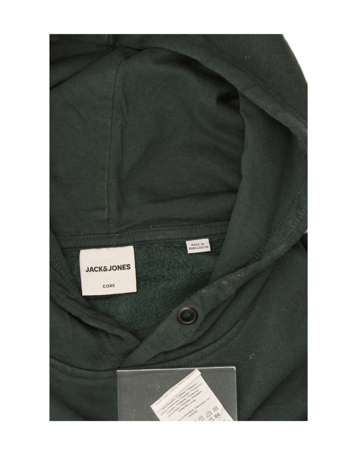 JACK & JONES Mens Core Graphic Hoodie Jumper Medium Green Colourblock Vintage Jack & Jones and Second-Hand Jack & Jones from Messina Hembry 