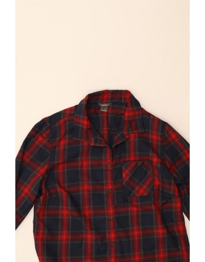 EDDIE BAUER Womens Flannel Shirt UK 14 Medium Red Check Polyester Vintage Eddie Bauer and Second-Hand Eddie Bauer from Messina Hembry 
