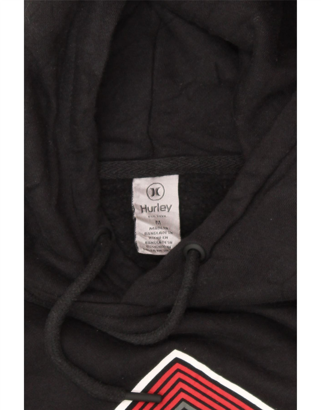 HURLEY Mens Graphic Hoodie Jumper Medium Black Cotton Vintage Hurley and Second-Hand Hurley from Messina Hembry 