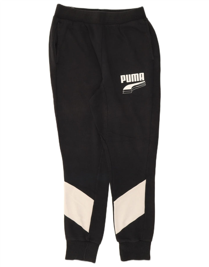 PUMA Mens Graphic Tracksuit Trousers Joggers Medium  Black Colourblock