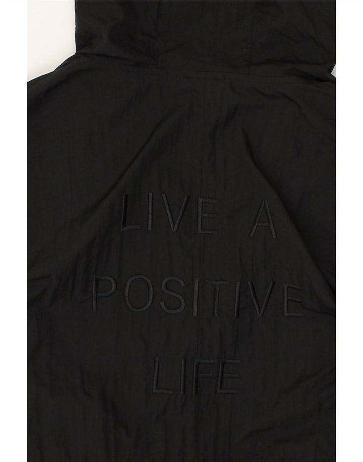 BENETTON Womens Graphic Hooded Overcoat UK 10 Small Black Polyamide Vintage Benetton and Second-Hand Benetton from Messina Hembry 