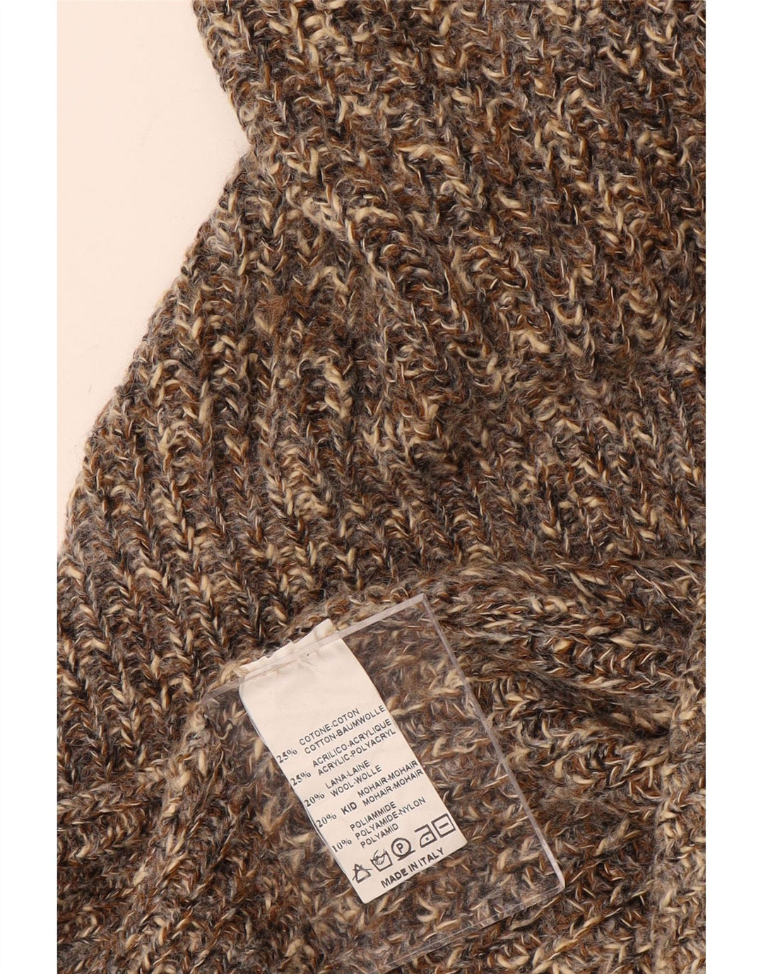 VINTAGE ženski veliki džemper s V-izrezom UK 18 XL Smeđi pjegavi