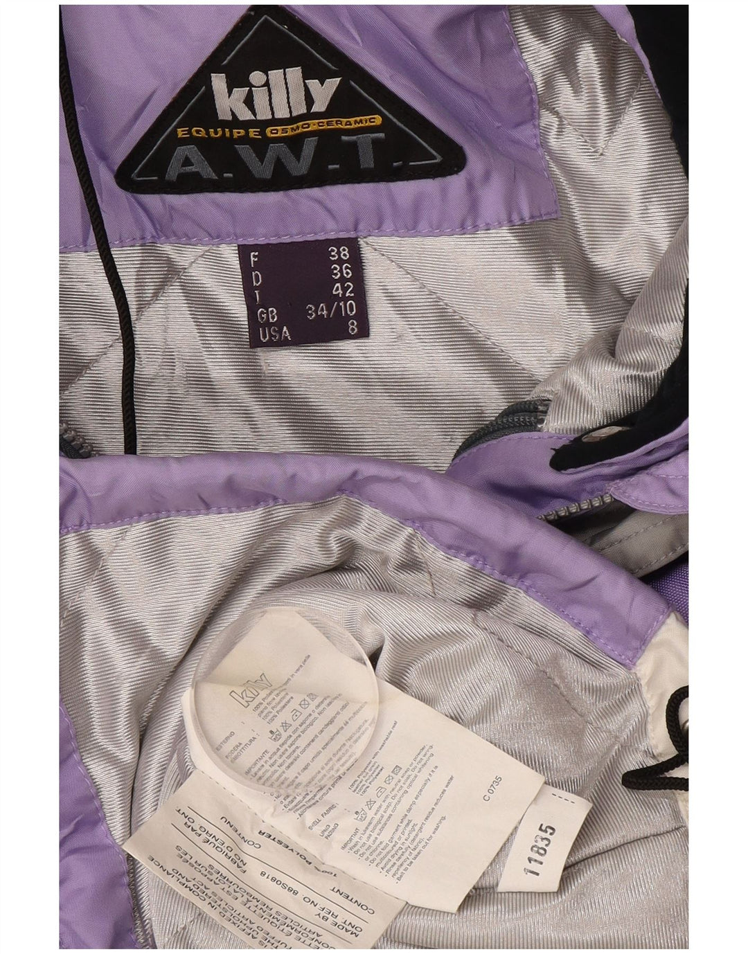 Killy ženska skijaška jakna s kapuljačom UK 10 mali ljubičasti poliester u boji