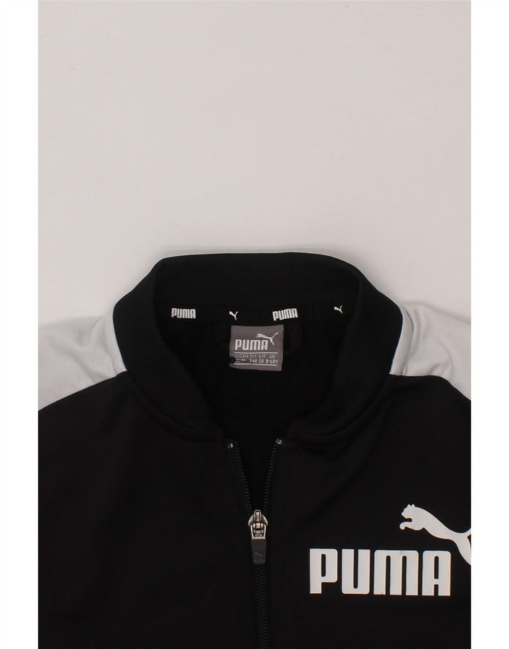 PUMA Boys Graphic Tracksuit Top Jacket 9-10 Years Medium Black Colourblock Vintage Puma and Second-Hand Puma from Messina Hembry 