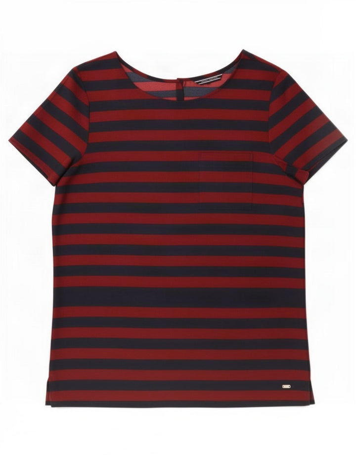Top ženske bluze Tommy Hilfiger US 8 srednje crvene pruge od poliestera