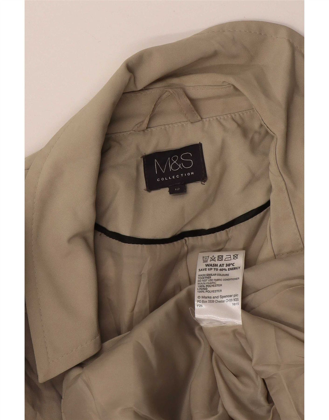 Marks & Spencer ženski kratki trenč kaput UK 12 srednje bež poliester