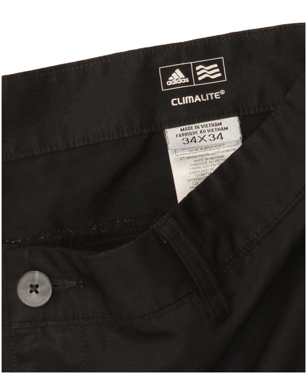 ADIDAS muške Climalite ravne chino hlače W34 L34 crni poliester