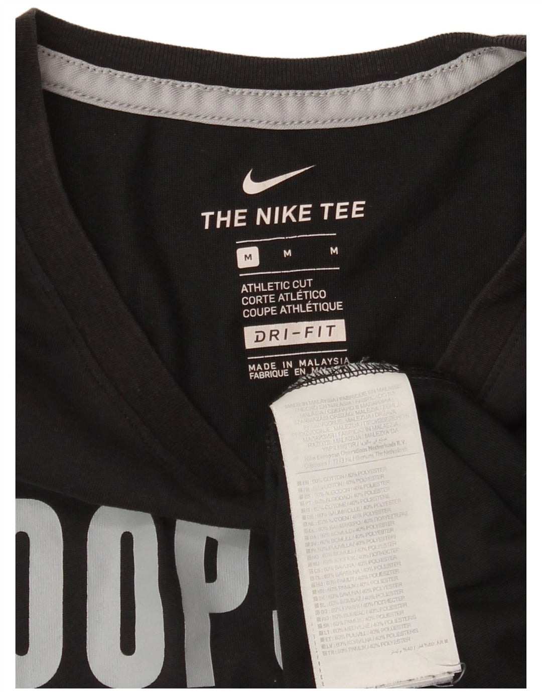 NIKE Mens Dri Fit Graphic T-Shirt Top Medium Black Cotton