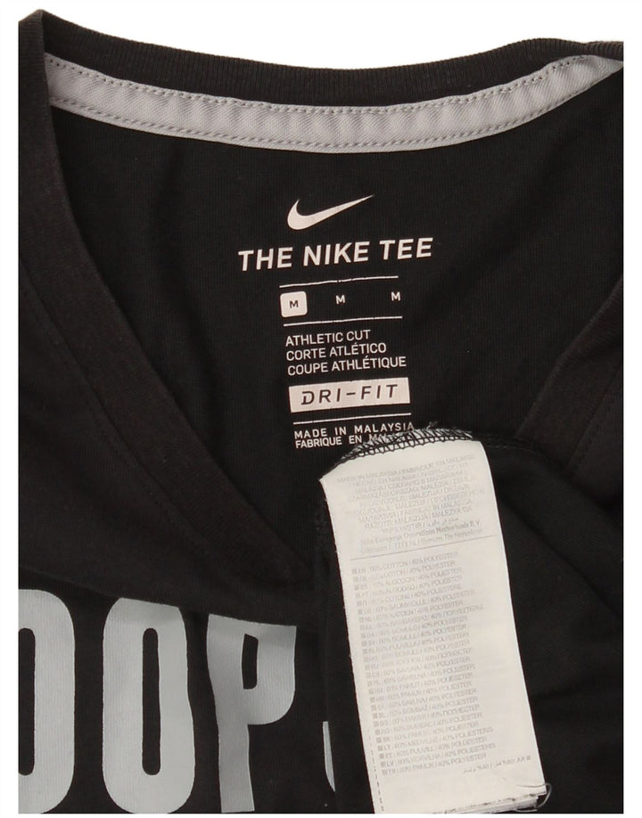 NIKE Mens Dri Fit Graphic T-Shirt Top Medium Black Cotton
