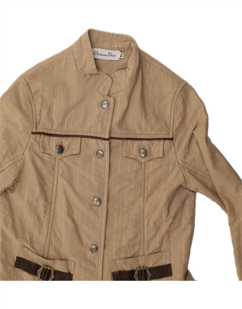 CHRISTIAN DIOR Girls 5 Button Blazer Jacket 11-12 Years Beige Striped Vintage Christian Dior and Second-Hand Christian Dior from Messina Hembry 