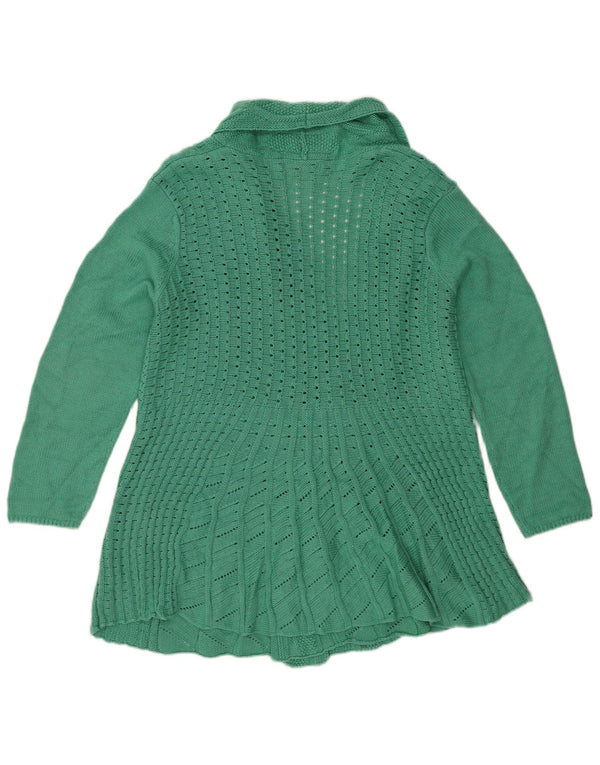 Essential ženski dugački otvoreni kardigan pulover UK 24/26 2XL zeleni akril