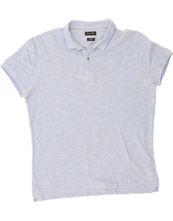 MASSIMO DUTTI Mens Polo Shirt Large Blue Pinstripe Cotton Vintage Massimo Dutti and Second-Hand Massimo Dutti from Messina Hembry 