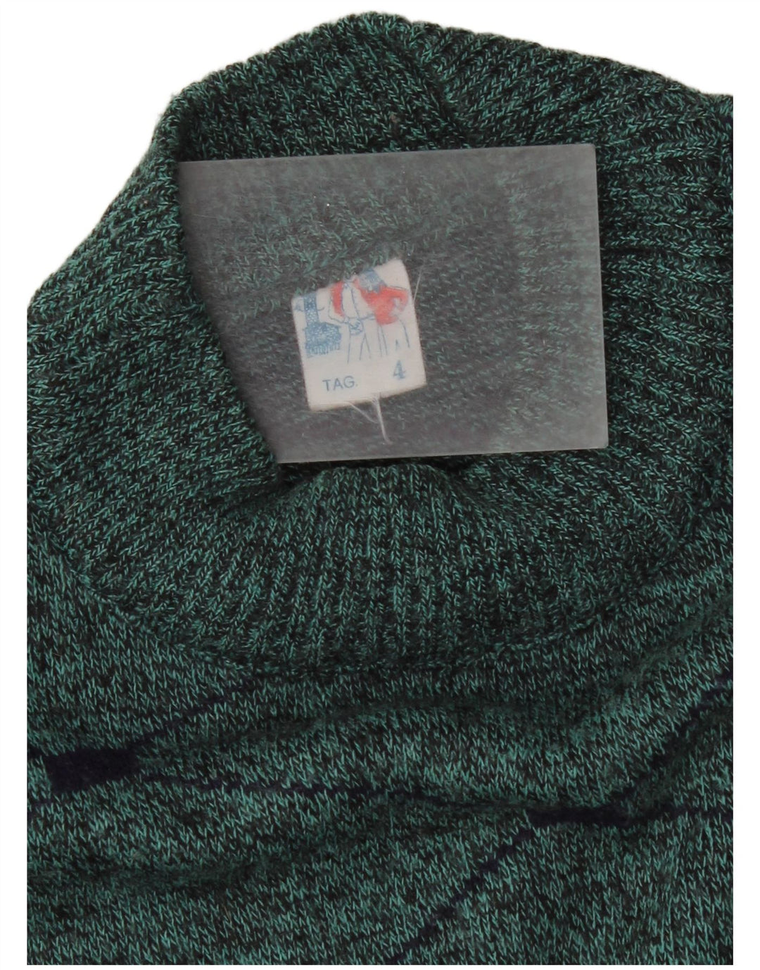 Vintage muški džemper s kornjačastim ovratnikom srednje zelene boje Argyle/dijamantna vuna