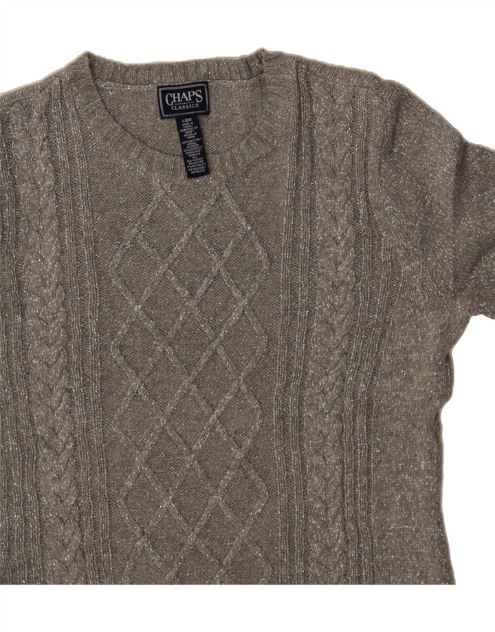 CHAPS Womens Classics Crew Neck Jumper Sweater UK 14 Large Grey Flecked Vintage Chaps and Second-Hand Chaps from Messina Hembry 