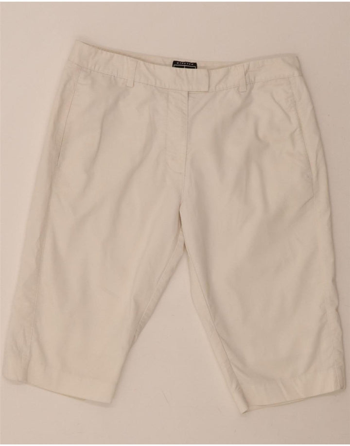 ADIDAS Womens Stretch Chino Shorts US 8 Medium W30  White Cotton Vintage Adidas and Second-Hand Adidas from Messina Hembry 
