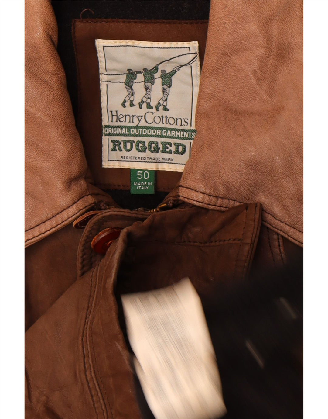 Henry Cottons muška robusna kožna jakna IT 50 velika smeđa koža