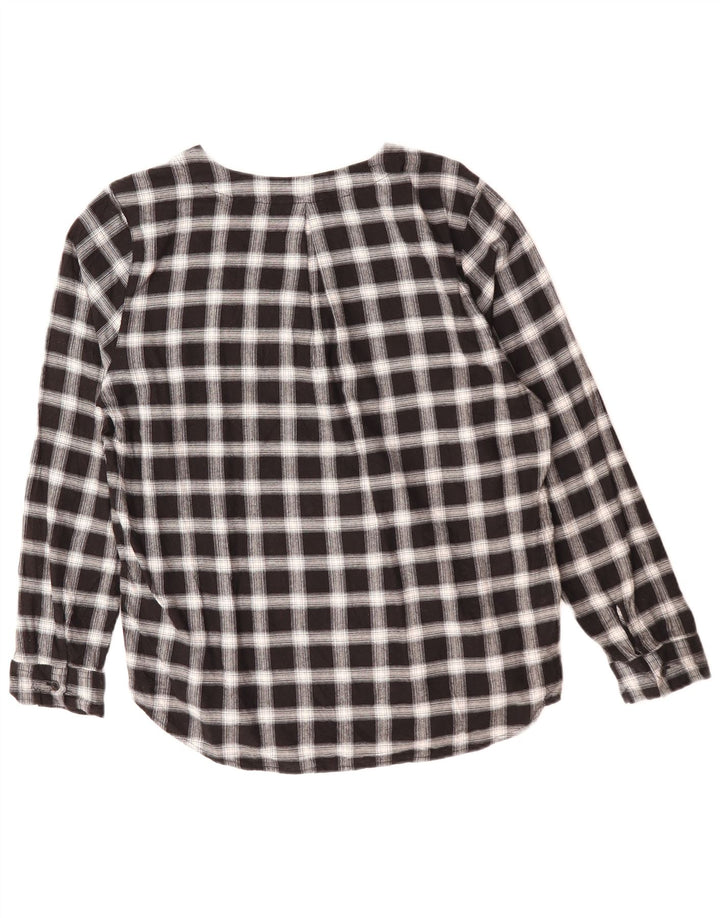 Eddie Bauer Ženska pulover košulja širokog kroja UK 14 Srednji crni karirani pamuk