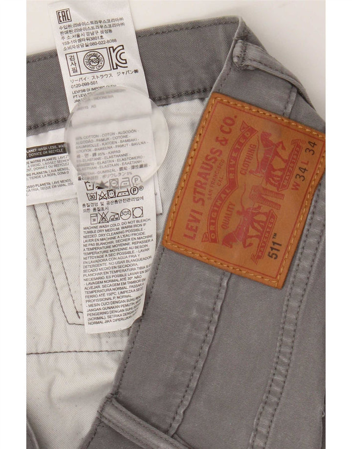 Levi's muške 511 uske traperice W34 L34 sivi pamuk