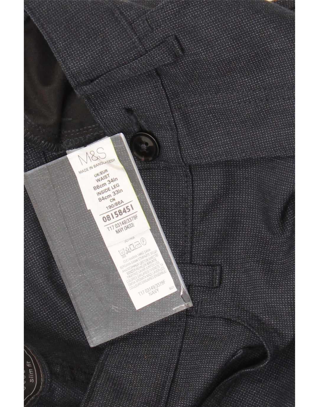Marks & Spencer muške hlače ravnog odijela W34 L33 tamnoplavi poliester