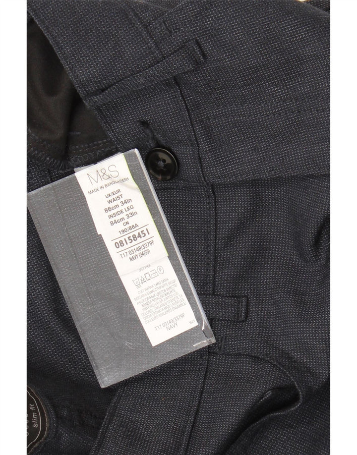 Marks & Spencer muške hlače ravnog odijela W34 L33 tamnoplavi poliester