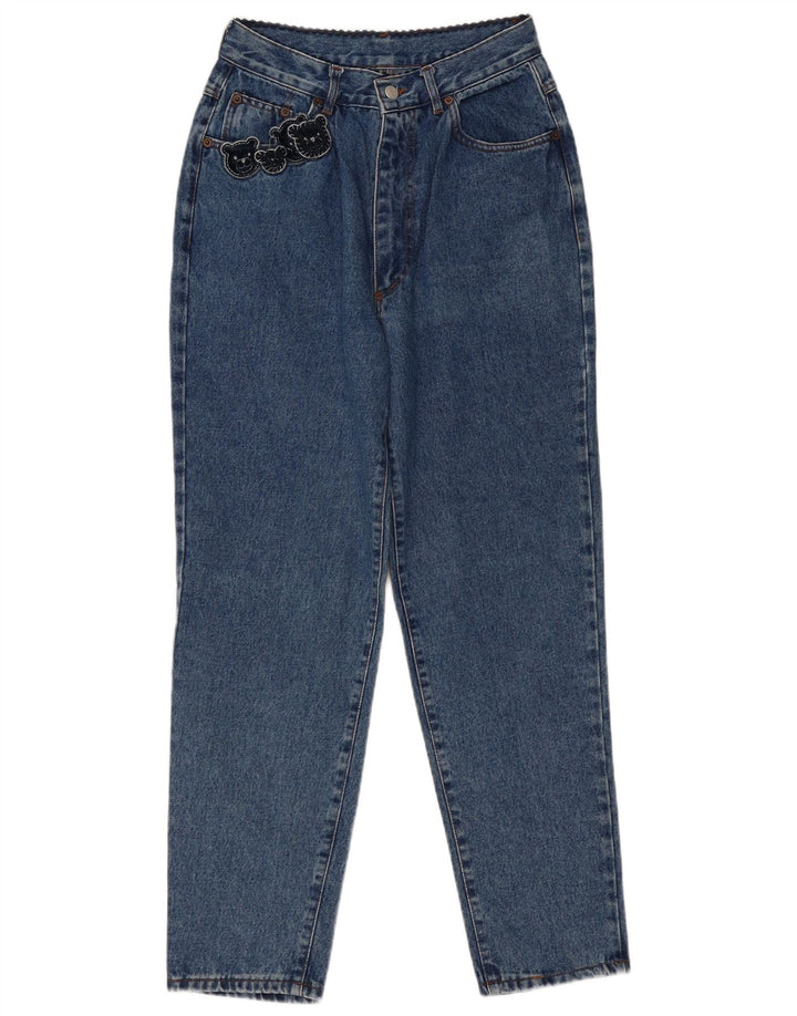 Vintage ženske sužene traperice visokog struka W32 L30 plavi pamuk