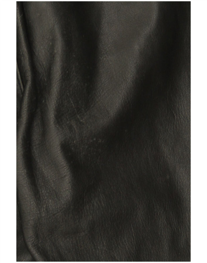 VINTAGE ženski kožni kombinezon bez rukava UK 12 Srednja crna koža