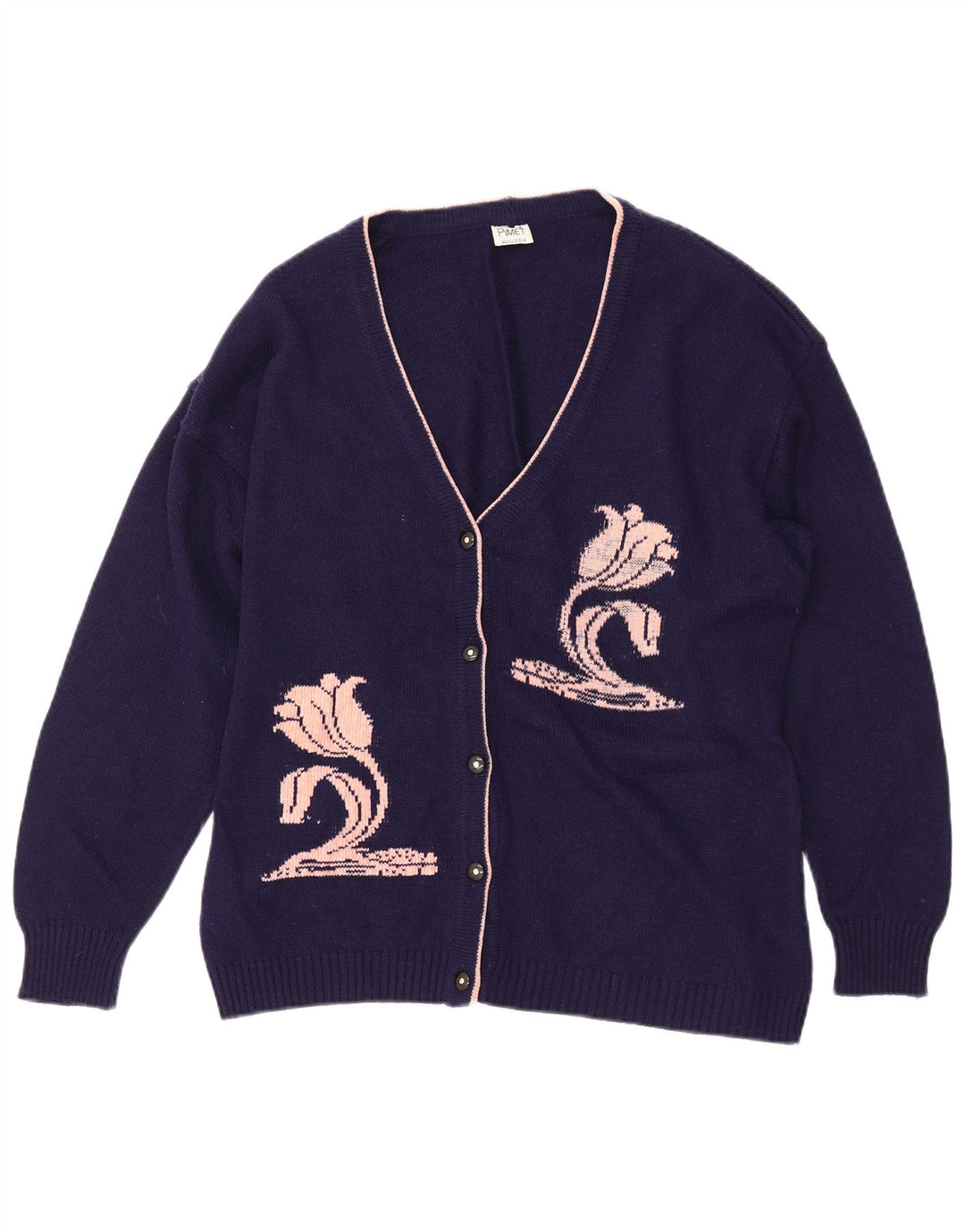 PIMET MAGLIERA Ženski grafički kardigan džemper UK 18 XL Mornarskoplavi cvjetni