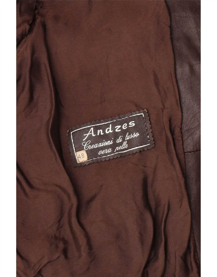 Vintage muška bomber kožna jakna IT 48 srednje smeđe kože