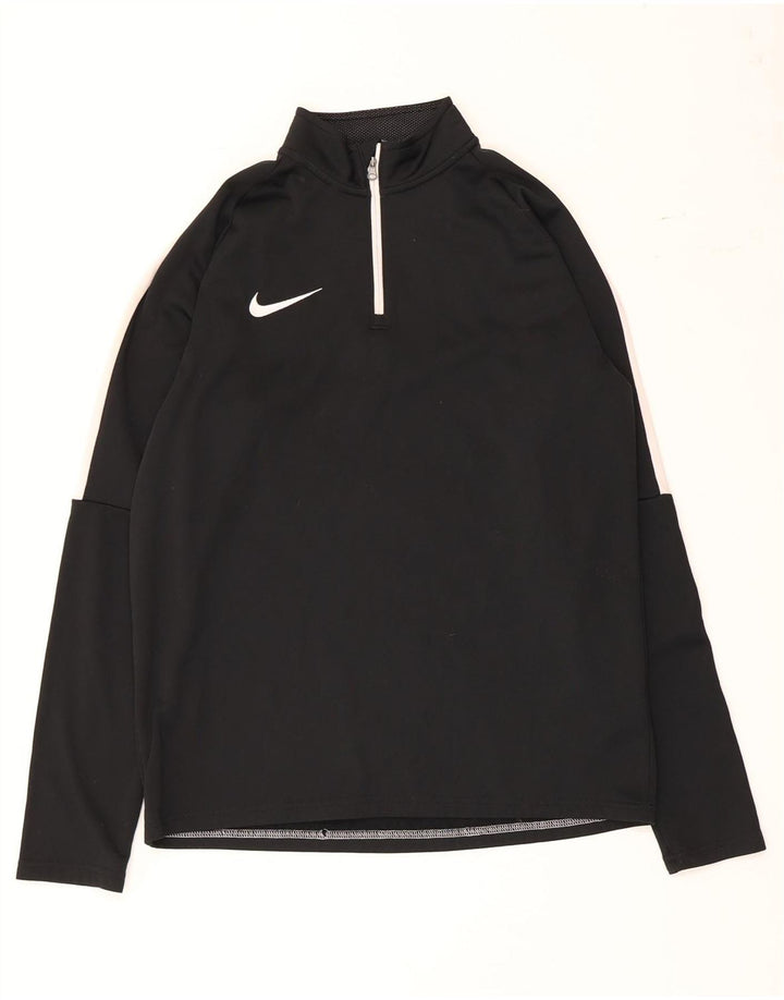 Nike Dri Fit majica s izrezom na patent i gornji dio trenirke srednje crne boje