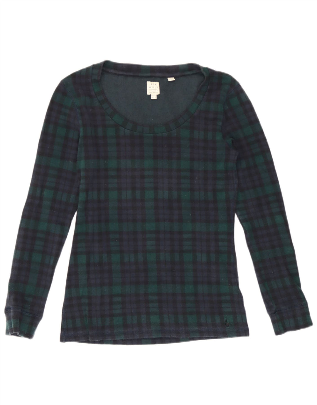 Jack Wills Ženska majica dugih rukava UK 12 Srednje zelena karirana pamuk