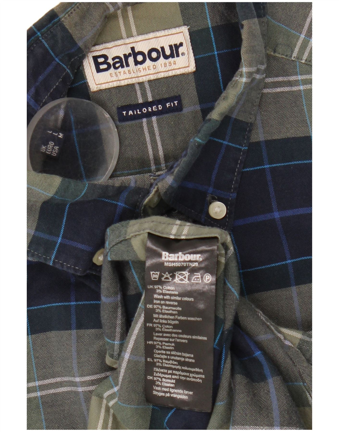 Barbour muška krojena košulja velikog zelenog kariranog pamuka