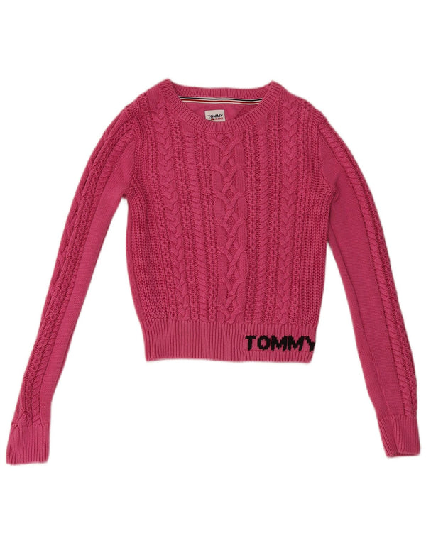 Tommy Hilfiger ženski pulover s kratkim izrezom UK 10 Mala ružičasta