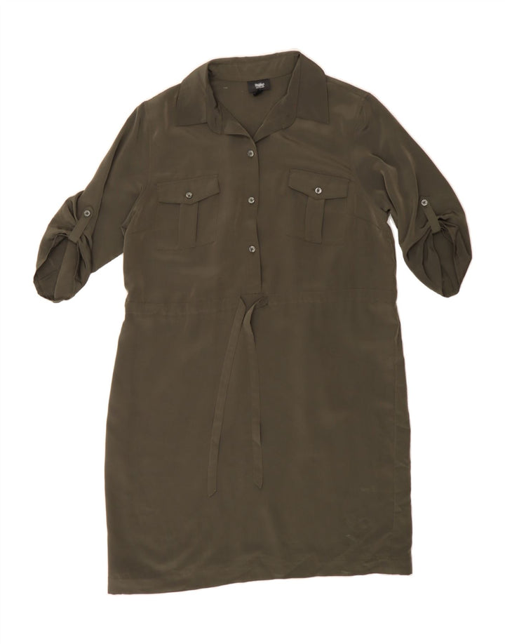 MOSSIMO Womens 3/4 Sleeve Sheath Dress UK 16 Large Khaki Polyester Vintage Mossimo and Second-Hand Mossimo from Messina Hembry 