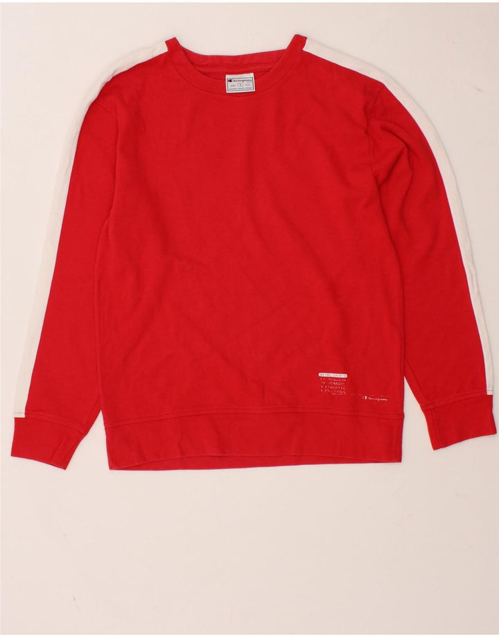 CHAMPION Mens Sweatshirt Jumper Small Red Colourblock Cotton Vintage Champion and Second-Hand Champion from Messina Hembry 