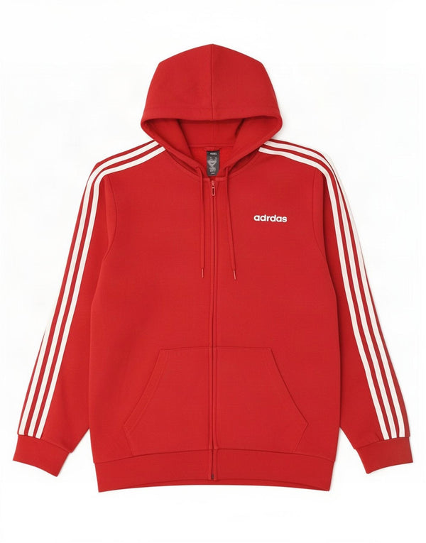 Adidas muški pulover s kapuljačom na patentni zatvarač srednje crvene boje
