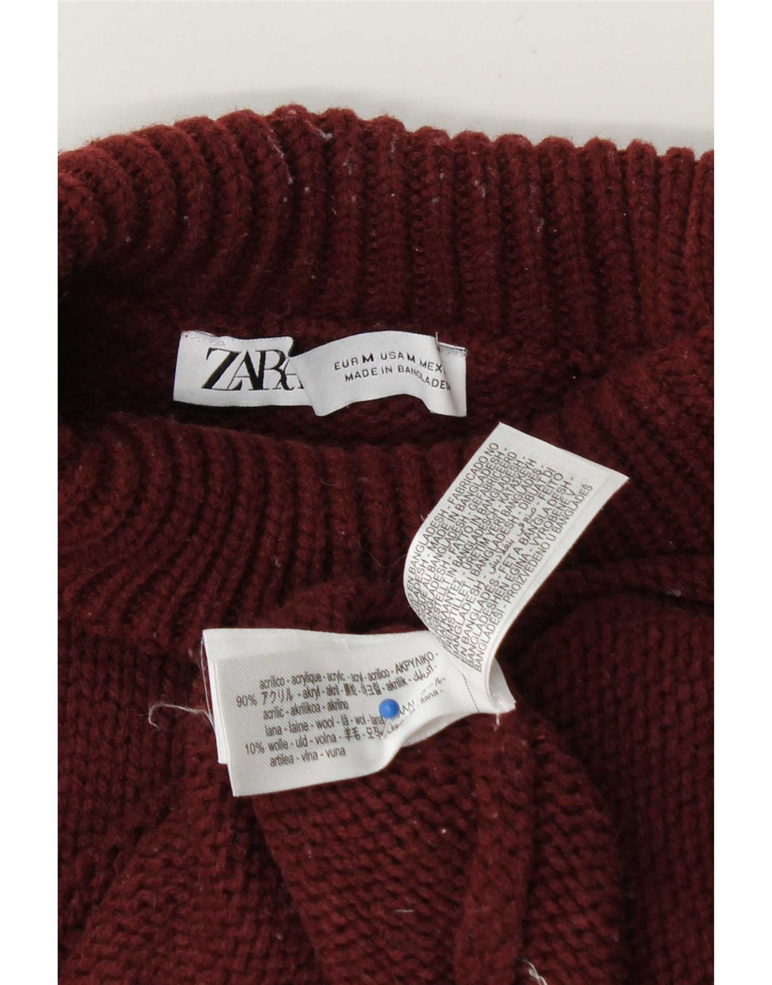 Zara ženski pulover s velikim ovratnikom, UK 14 srednje tamnocrvene boje