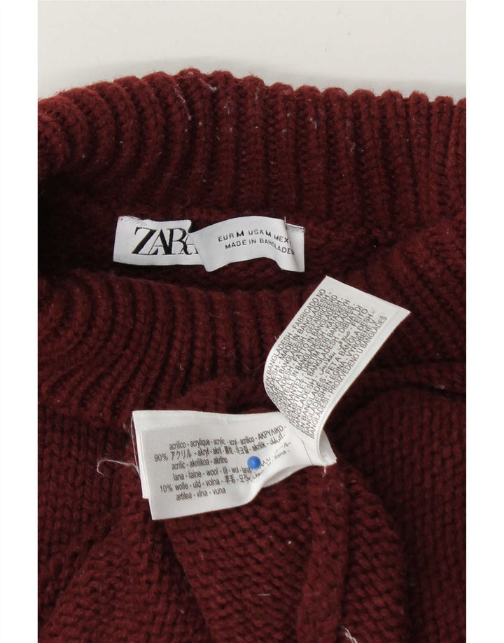 Zara ženski pulover s velikim ovratnikom, UK 14 srednje tamnocrvene boje