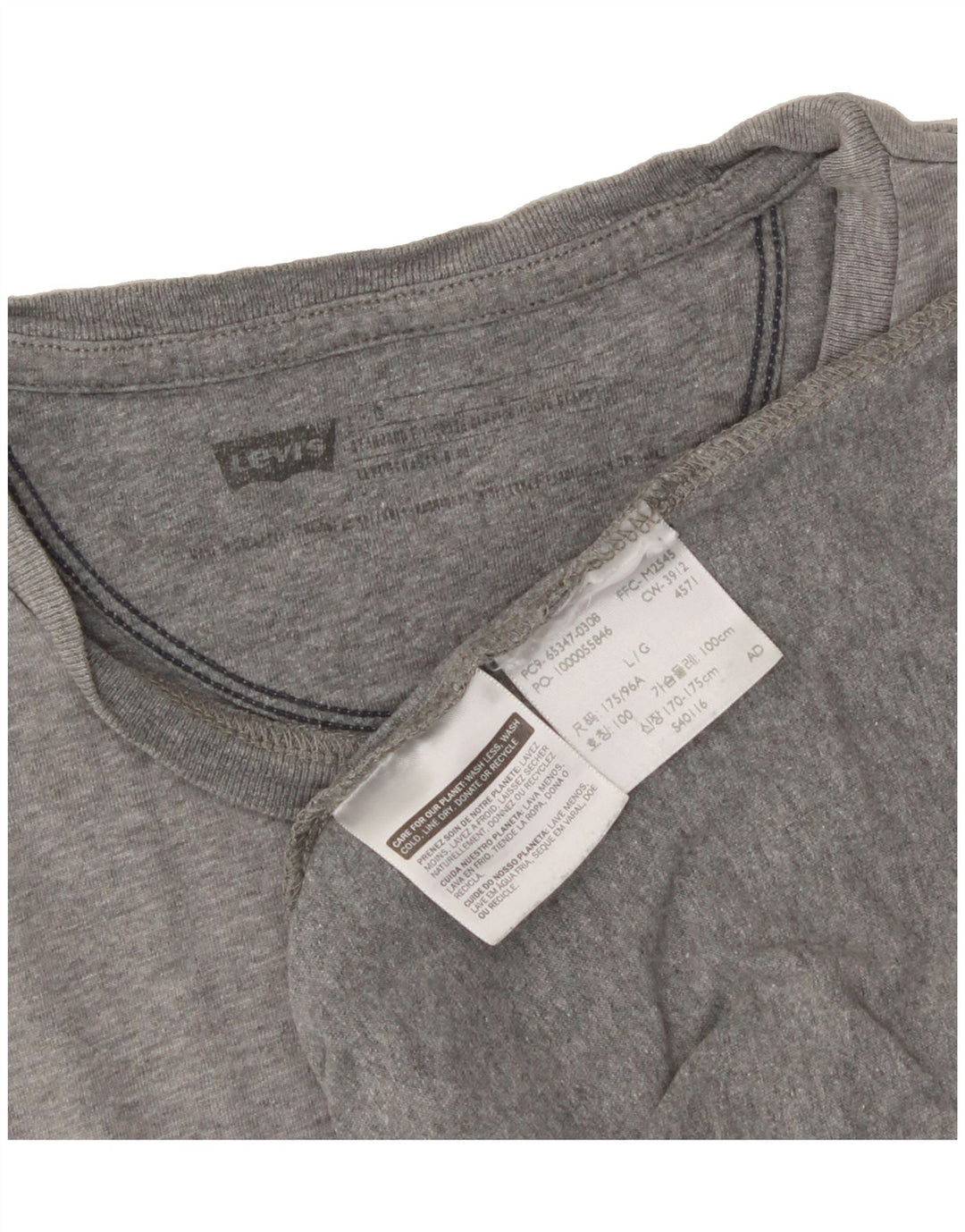 LEVI'S Mens Standard Fit Graphic T-Shirt Top Large Grey Vintage Levi's and Second-Hand Levi's from Messina Hembry 