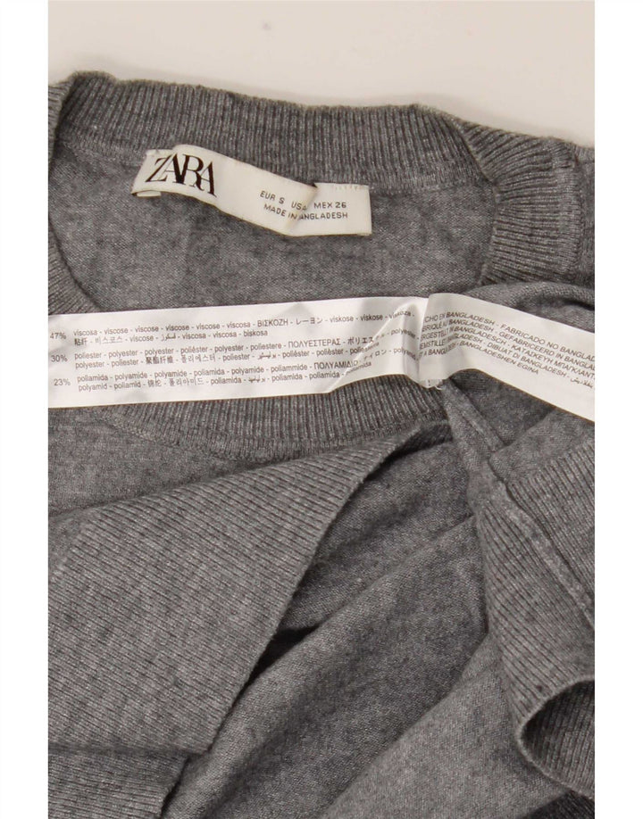 Zara muški džemper s okruglim izrezom mali sivi viskozni pulover