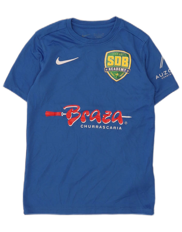 Nike Boys Dri Fit Graphic T-Shirt Top 8-9 Years Small Blue Poliester