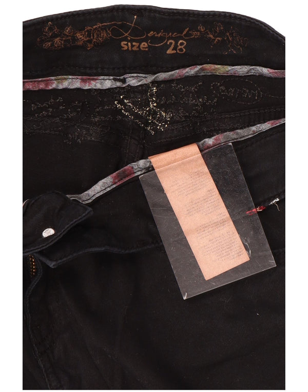 DESIGUAL Ženske ravne ležerne hlače W28 L26 crni pamuk