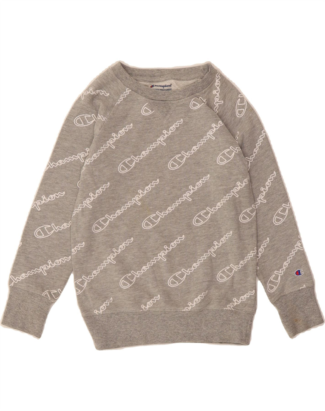 CHAMPION Boys Graphic Sweatshirt Jumper 7-8 Years Small Grey Cotton Vintage Champion and Second-Hand Champion from Messina Hembry 
